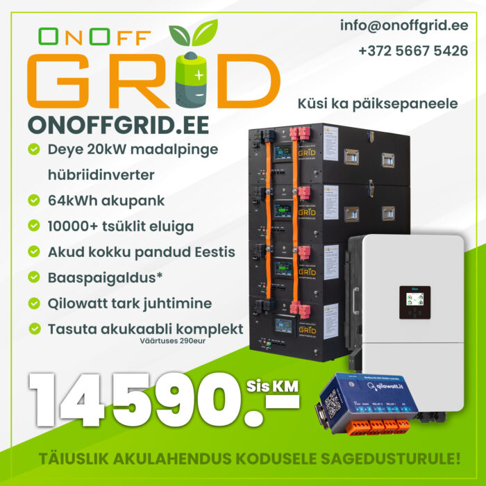 Deye 20kW + 4x16kWh AMMI akupank + Qilowatt Modbus R2
